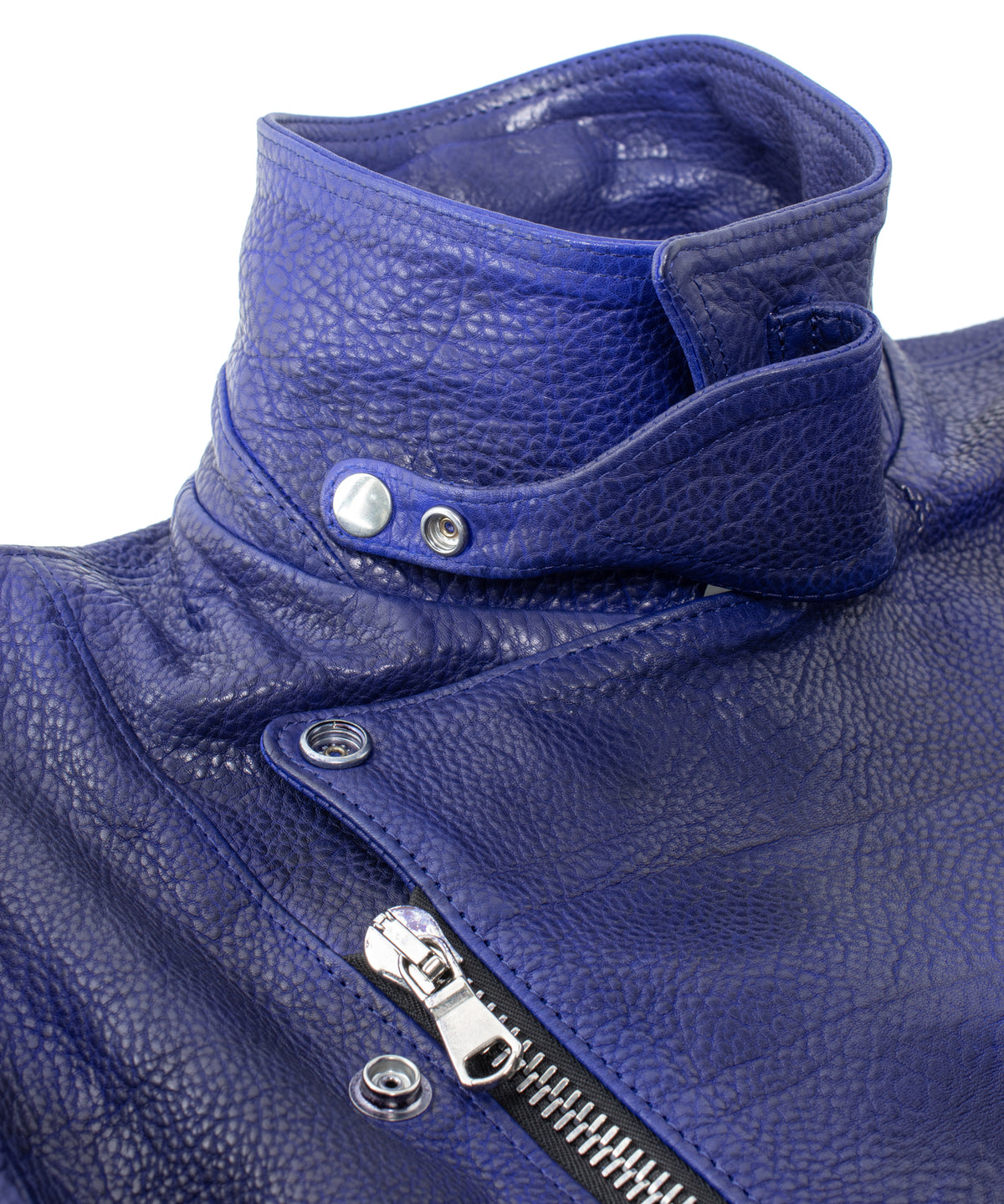 フルベジタブルタンニン鞣し イタリアン シュリンク ダブルショルダー 燃焼製品染め Burning Dyed  HI-FLYER Grande Fit ダブルライダースジャケット - ASH AZU
