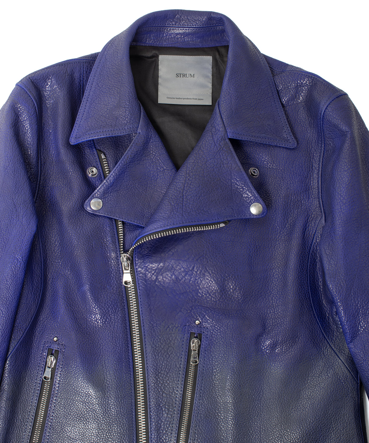 フルベジタブルタンニン鞣し イタリアン シュリンク ダブルショルダー 燃焼製品染め Burning Dyed  HI-FLYER Grande Fit ダブルライダースジャケット - ASH AZU
