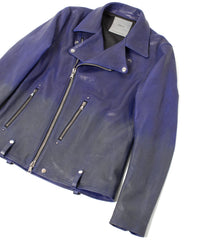 フルベジタブルタンニン鞣し イタリアン シュリンク ダブルショルダー 燃焼製品染め Burning Dyed  HI-FLYER Grande Fit ダブルライダースジャケット - ASH AZU