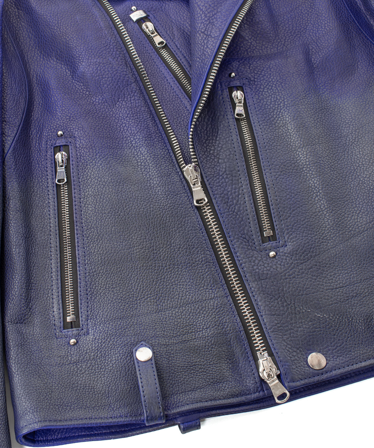 フルベジタブルタンニン鞣し イタリアン シュリンク ダブルショルダー 燃焼製品染め Burning Dyed  HI-FLYER Grande Fit ダブルライダースジャケット - ASH AZU
