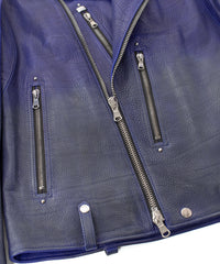 フルベジタブルタンニン鞣し イタリアン シュリンク ダブルショルダー 燃焼製品染め Burning Dyed  HI-FLYER Grande Fit ダブルライダースジャケット - ASH AZU