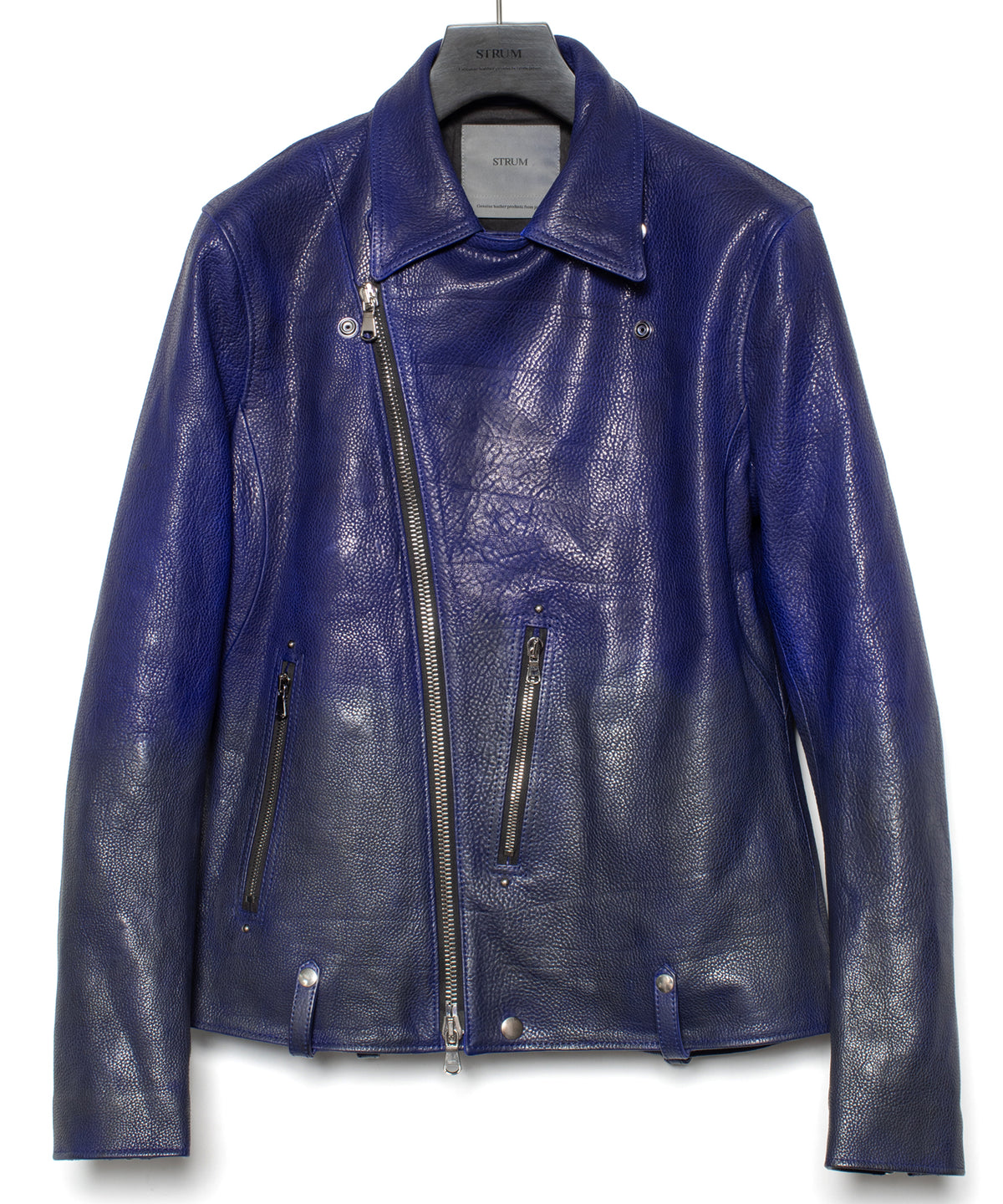 フルベジタブルタンニン鞣し イタリアン シュリンク ダブルショルダー 燃焼製品染め Burning Dyed  HI-FLYER Grande Fit ダブルライダースジャケット - ASH AZU