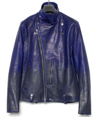 フルベジタブルタンニン鞣し イタリアン シュリンク ダブルショルダー 燃焼製品染め Burning Dyed  HI-FLYER Grande Fit ダブルライダースジャケット - ASH AZU