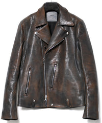 フルベジタブルタンニン鞣し ダブルショルダー 燃焼製品染め Burning Dyed  HI-FLYER ダブルライダースジャケット- NIGHTFALL NAVY