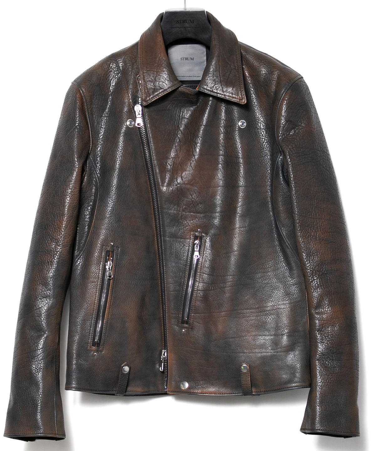 フルベジタブルタンニン鞣し ダブルショルダー 燃焼製品染め Burning Dyed  HI-FLYER ダブルライダースジャケット- NIGHTFALL NAVY