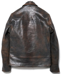 Full Vegetable Tanned Italian Double Shoulder Steer Hide Garment Burning Dyed LIST Double Riders - NIGHTFALL NAVY