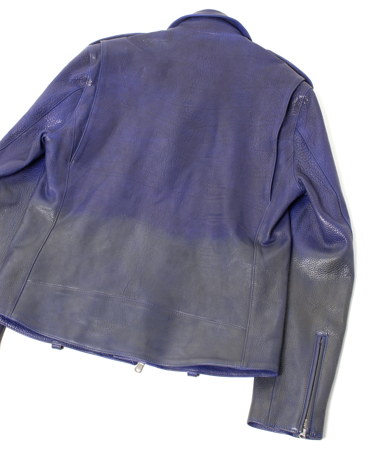 フルベジタブルタンニン鞣し イタリアン シュリンク ダブルショルダー 燃焼製品染め Burning Dyed  JOEY ダブルライダースジャケット - ASH AZU