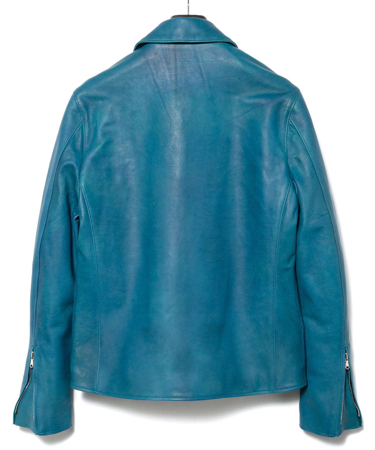 ハイブリッド タンニン鞣し カーフスキン 燃焼製品染め Burning Dyed  TRIGGER ダブルライダースジャケット- TOURMALINE BLUE