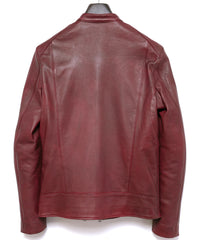 ハイブリッド タンニン鞣し カーフスキン Burning Dyed（燃焼製品染め）GHOST ダブルライダースジャケット- BURN RED