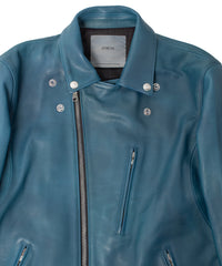Hybrid Vegetable Tanned Calf Skin Garment Burning Dyed Double Riders - Dark Viridian