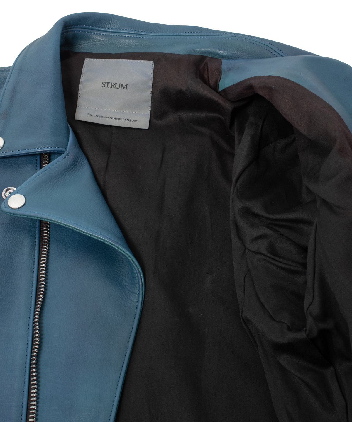 Hybrid Vegetable Tanned Calf Skin Garment Burning Dyed Double Riders - Dark Viridian