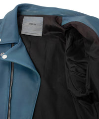 Hybrid Vegetable Tanned Calf Skin Garment Burning Dyed Double Riders - Dark Viridian