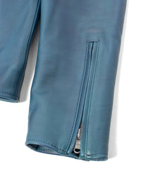 Hybrid Vegetable Tanned Calf Skin Garment Burning Dyed Double Riders - Dark Viridian