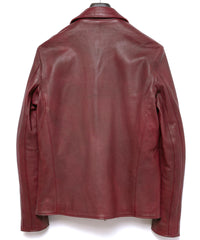 ハイブリッド タンニン鞣し カーフスキン Burning Dyed（燃焼製品染め）KAI ダブルライダースジャケット- BURN RED