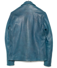 Hybrid Vegetable Tanned Calf Skin Garment Burning Dyed Double Riders - Dark Viridian