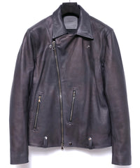 Hybrid Vegetable Tanned Calfskin Garment Burning Dyed HI-FLYER Grande Fit Double Riders - GRAPHITE GRAY