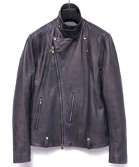 Hybrid Vegetable Tanned Calfskin Garment Burning Dyed HI-FLYER Grande Fit Double Riders - GRAPHITE GRAY