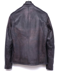 Hybrid Vegetable Tanned Calfskin Garment Burning Dyed ELEVEN Semi Double Riders - GRAPHITE GRAY