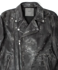 Hybrid Vegetable Tanned Calf Skin Garment Burning Dyed Double Riders - BLACK SNOW