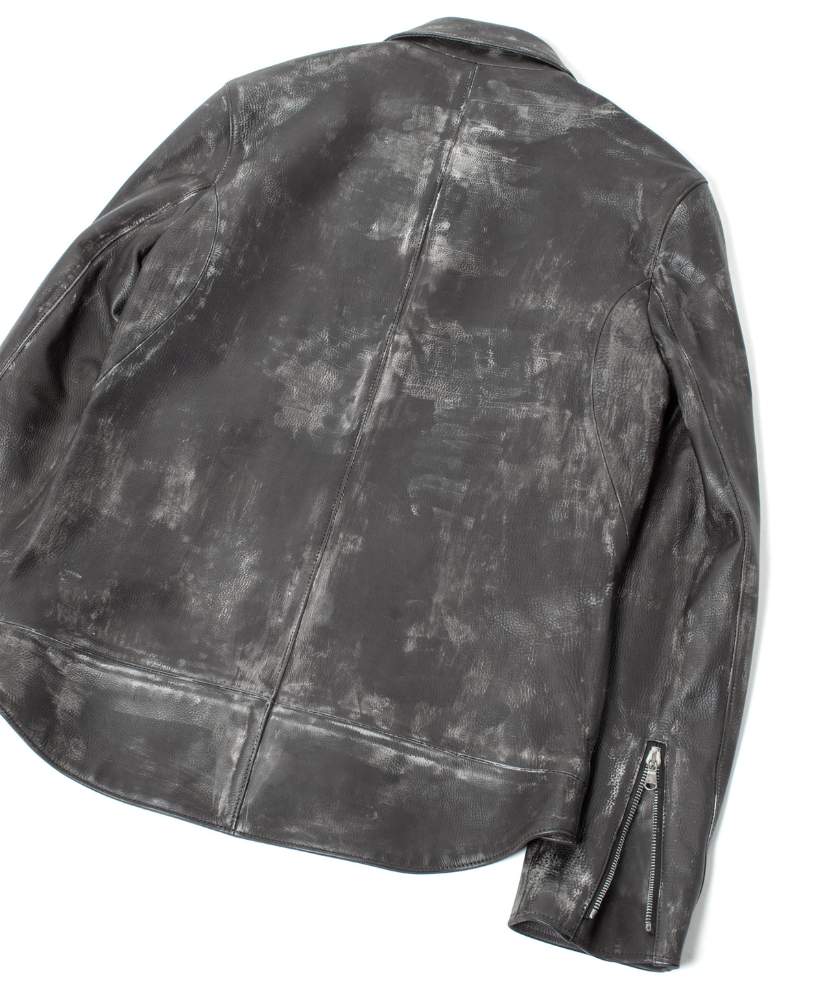 Hybrid Vegetable Tanned Calf Skin Garment Burning Dyed Double Riders - BLACK SNOW