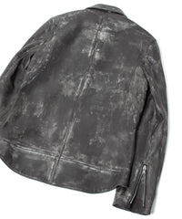 Hybrid Vegetable Tanned Calf Skin Garment Burning Dyed Double Riders - BLACK SNOW