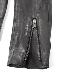 Hybrid Vegetable Tanned Calf Skin Garment Burning Dyed Double Riders - BLACK SNOW