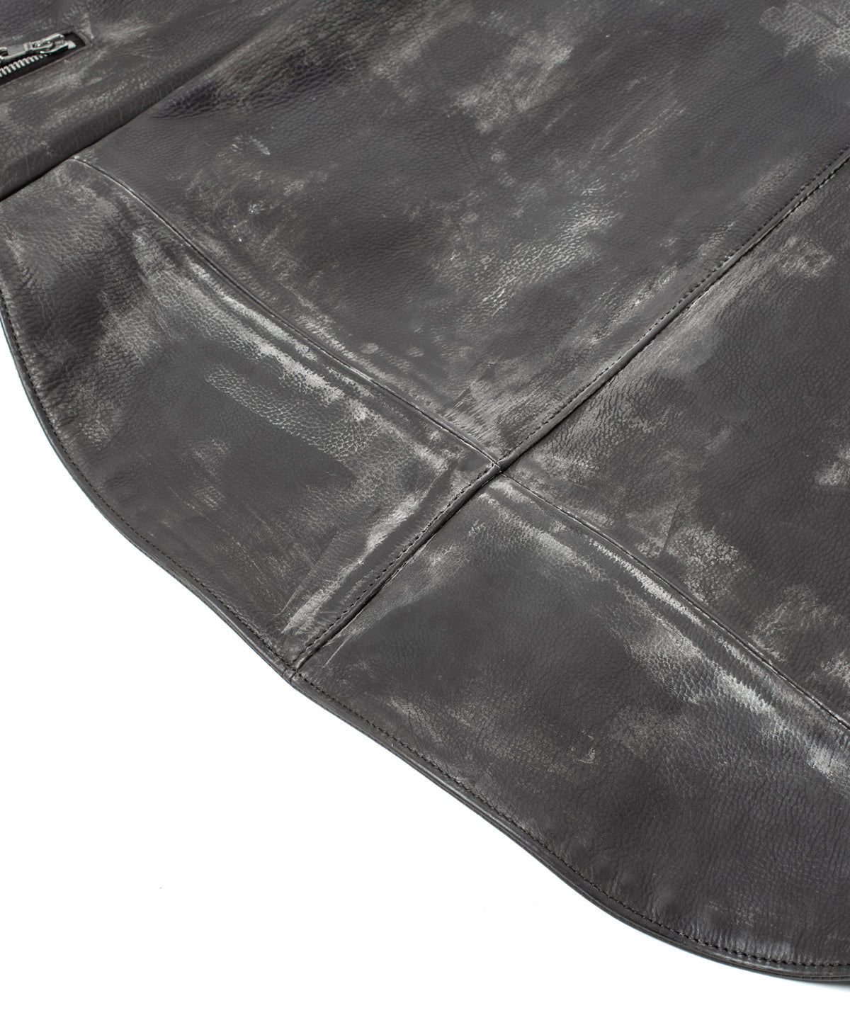 Hybrid Vegetable Tanned Calf Skin Garment Burning Dyed Double Riders - BLACK SNOW