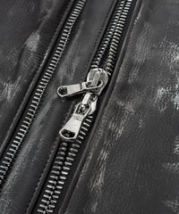 Hybrid Vegetable Tanned Calf Skin Garment Burning Dyed Double Riders - BLACK SNOW