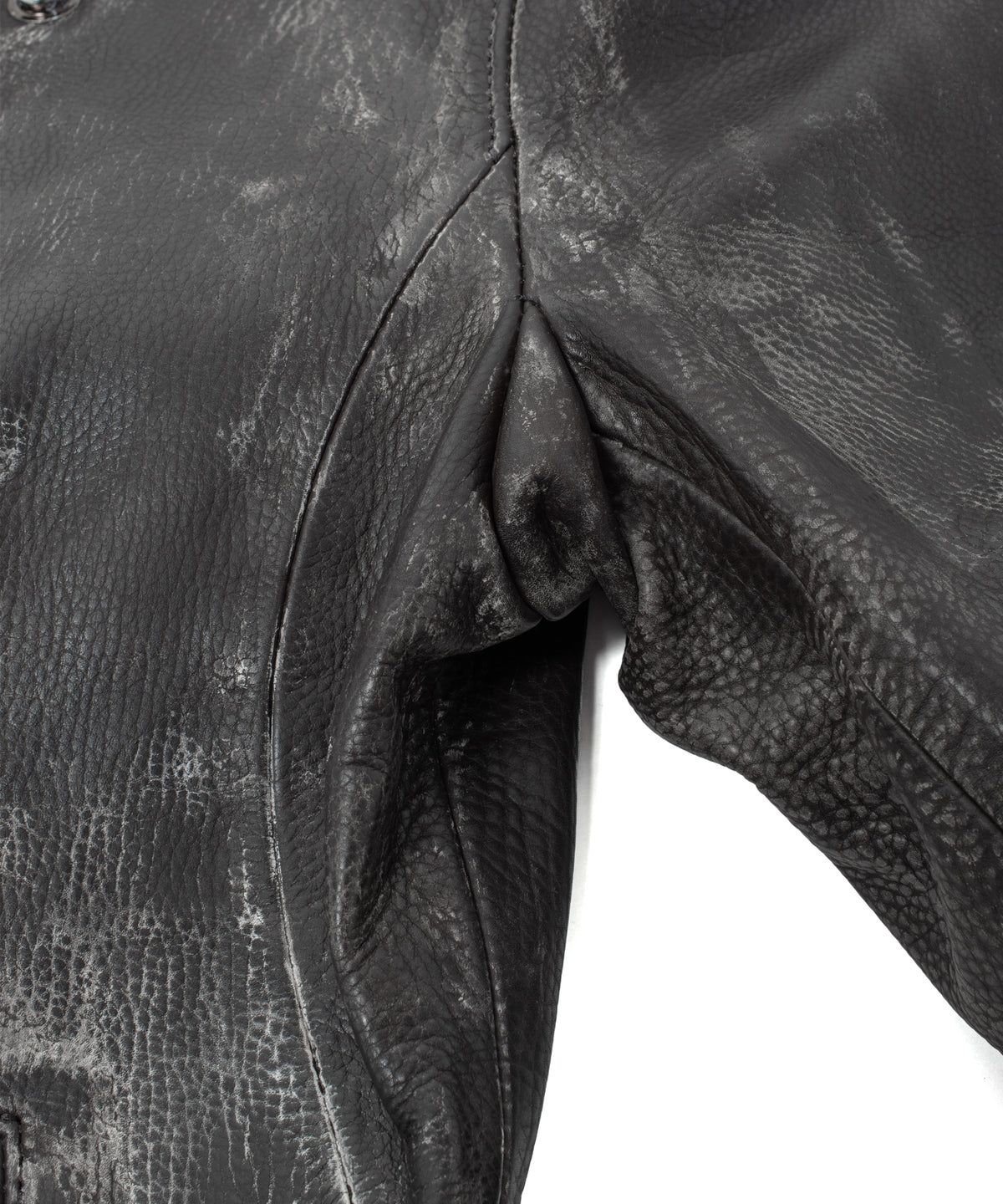 Hybrid Vegetable Tanned Calf Skin Garment Burning Dyed Double Riders - BLACK SNOW