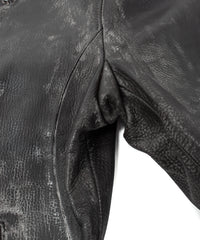 Hybrid Vegetable Tanned Calf Skin Garment Burning Dyed Double Riders - BLACK SNOW