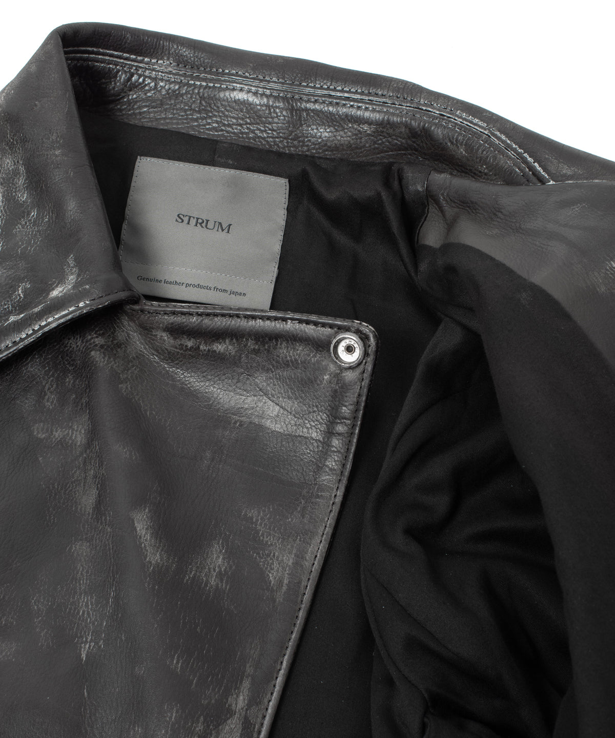 Hybrid Vegetable Tanned Calf Skin Garment Burning Dyed Double Riders - BLACK SNOW