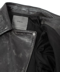 Hybrid Vegetable Tanned Calf Skin Garment Burning Dyed Double Riders - BLACK SNOW