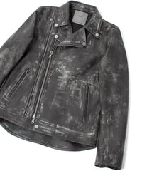 Hybrid Vegetable Tanned Calf Skin Garment Burning Dyed Double Riders - BLACK SNOW