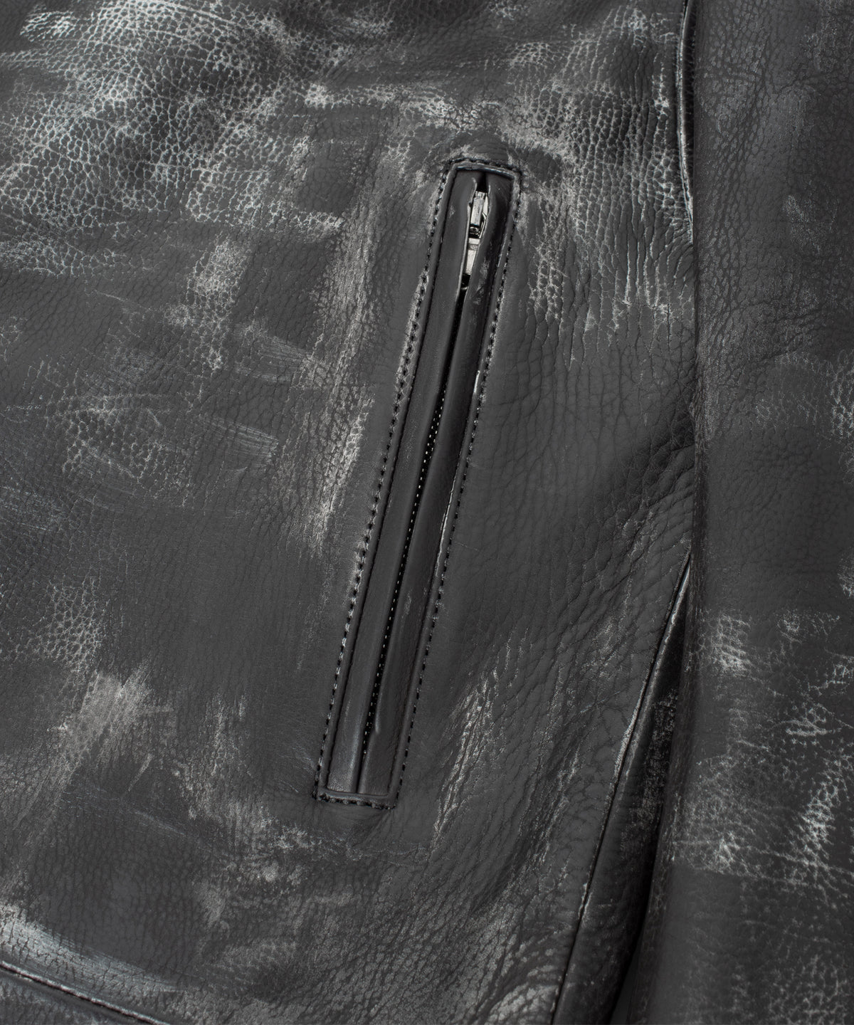 Hybrid Vegetable Tanned Calf Skin Garment Burning Dyed Double Riders - BLACK SNOW