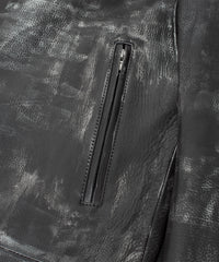 Hybrid Vegetable Tanned Calf Skin Garment Burning Dyed Double Riders - BLACK SNOW