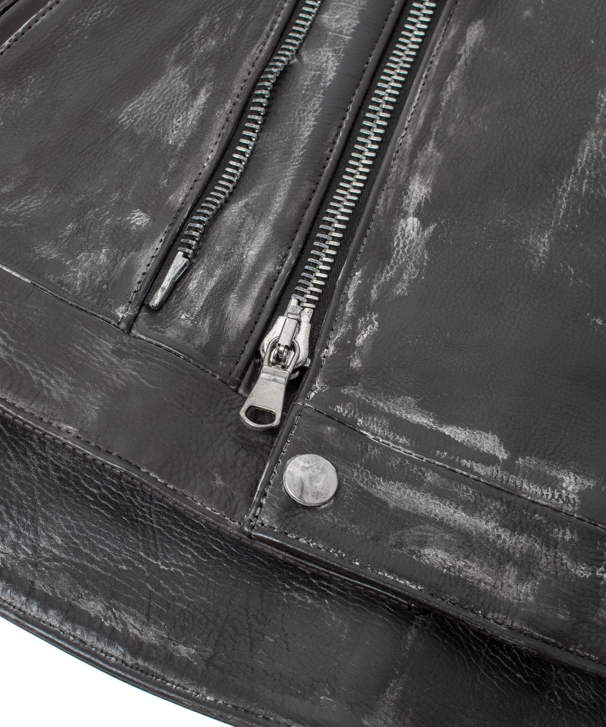 Hybrid Vegetable Tanned Calf Skin Garment Burning Dyed Double Riders - BLACK SNOW
