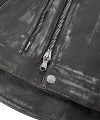 Hybrid Vegetable Tanned Calf Skin Garment Burning Dyed Double Riders - BLACK SNOW