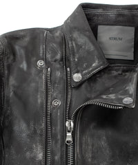 Hybrid Vegetable Tanned Calf Skin Garment Burning Dyed Double Riders - BLACK SNOW