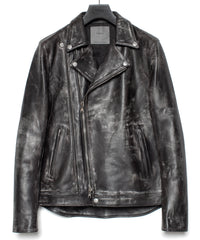 Hybrid Vegetable Tanned Calf Skin Garment Burning Dyed Double Riders - BLACK SNOW