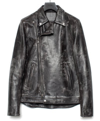 Hybrid Vegetable Tanned Calf Skin Garment Burning Dyed Double Riders - BLACK SNOW