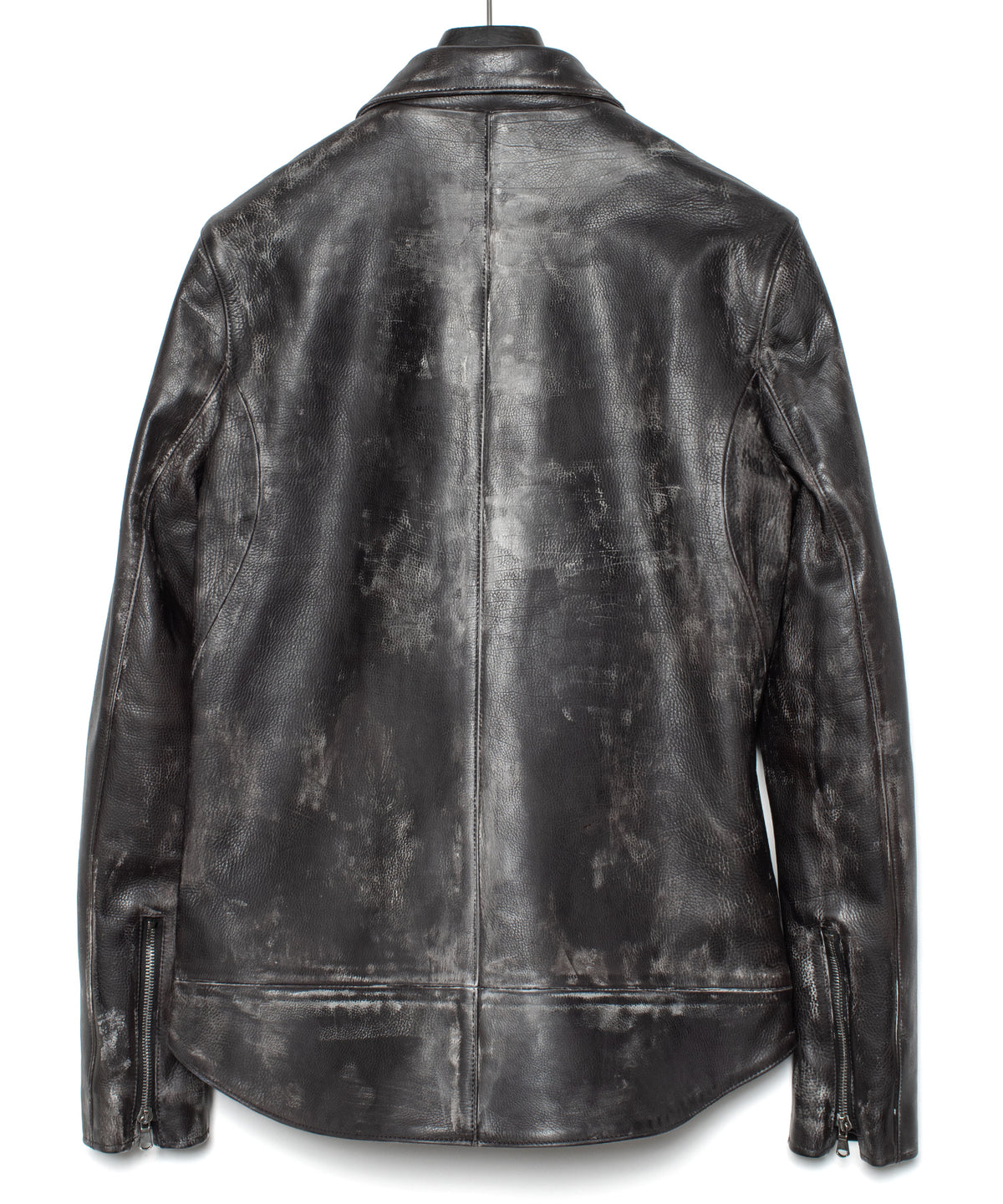 Hybrid Vegetable Tanned Calf Skin Garment Burning Dyed Double Riders - BLACK SNOW
