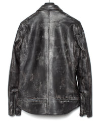 Hybrid Vegetable Tanned Calf Skin Garment Burning Dyed Double Riders - BLACK SNOW