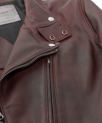 ハイブリッド タンニン鞣し カーフスキン Burning Dyed（燃焼製品染め）BIRD MAN ダブルライダースジャケット - BURN RED