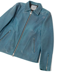 Hybrid Vegetable Tanned Calf Skin Garment Burning Dyed Single Riders - Dark Viridian