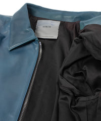 Hybrid Vegetable Tanned Calf Skin Garment Burning Dyed Single Riders - Dark Viridian
