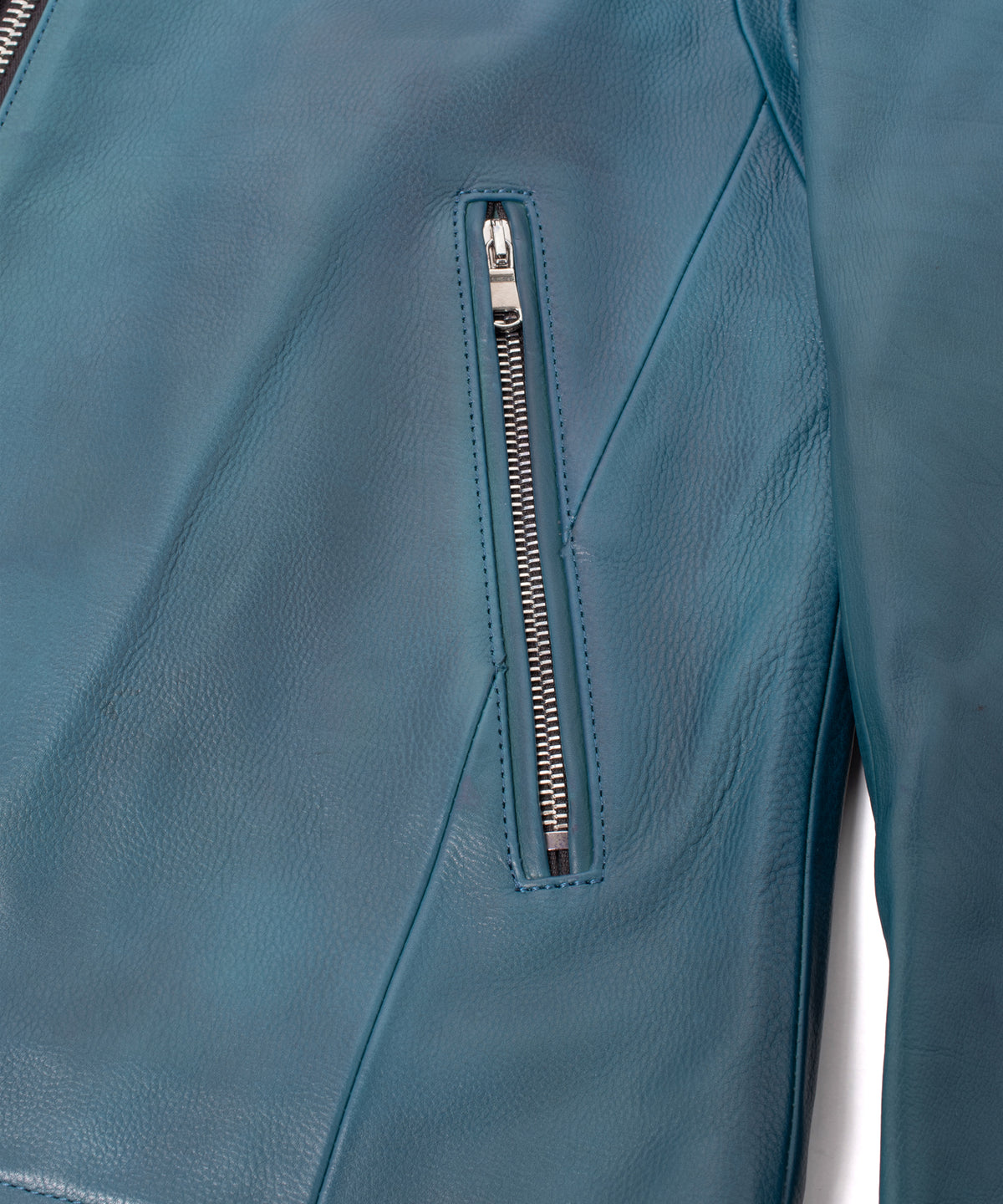 Hybrid Vegetable Tanned Calf Skin Garment Burning Dyed Single Riders - Dark Viridian