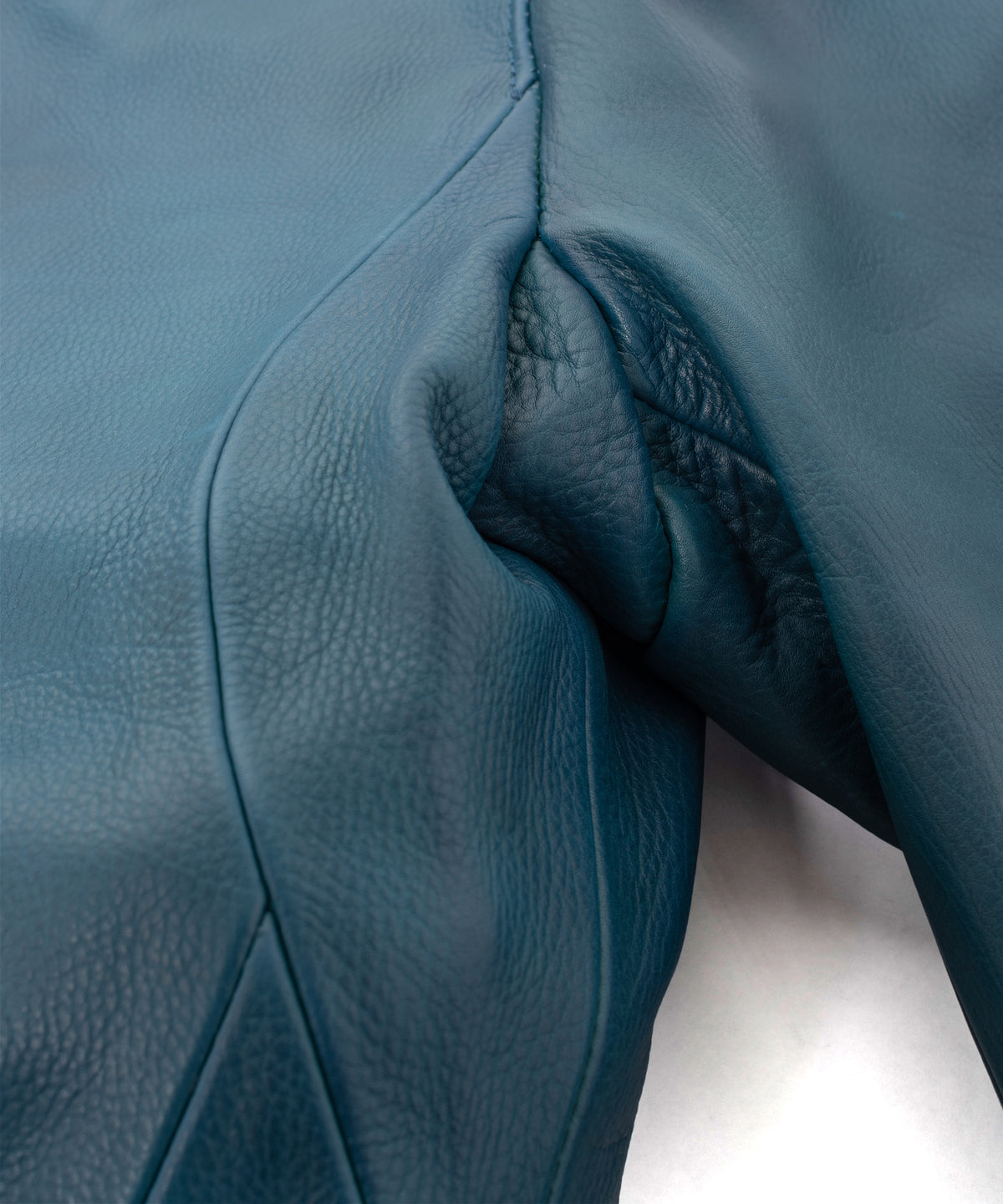 Hybrid Vegetable Tanned Calf Skin Garment Burning Dyed Single Riders - Dark Viridian