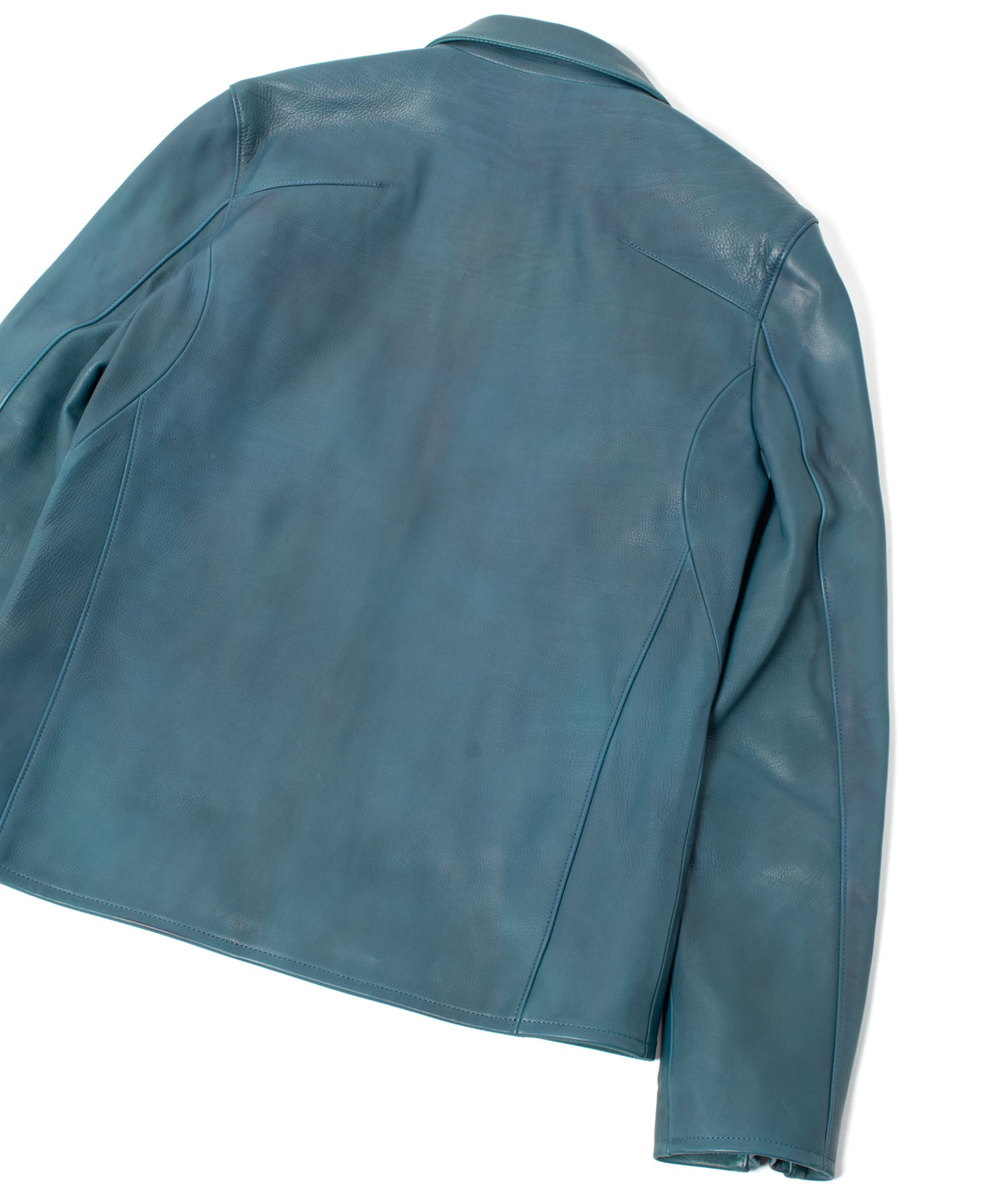 Hybrid Vegetable Tanned Calf Skin Garment Burning Dyed Single Riders - Dark Viridian