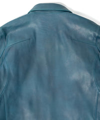 Hybrid Vegetable Tanned Calf Skin Garment Burning Dyed Single Riders - Dark Viridian