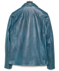 Hybrid Vegetable Tanned Calf Skin Garment Burning Dyed Single Riders - Dark Viridian